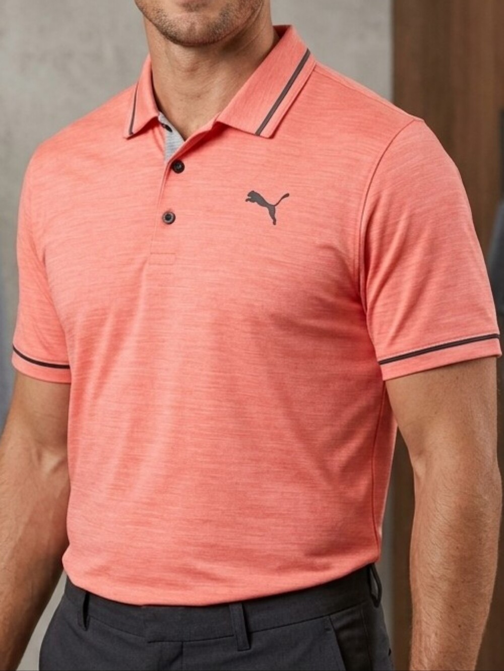 Puma Enjoy Golf Men's Coral Polo with Navy Trim Size M